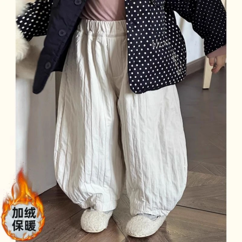儿童冬装韩版百搭棉裤纯色洋气夹棉休闲裤科学实验冬季保暖裤子