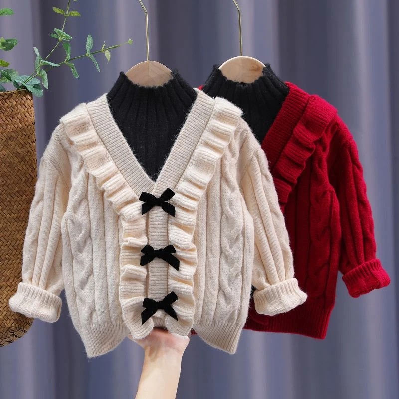 儿童针织衫秋季新款女童洋气冬季假两件女孩加厚中大童女宝宝毛衣