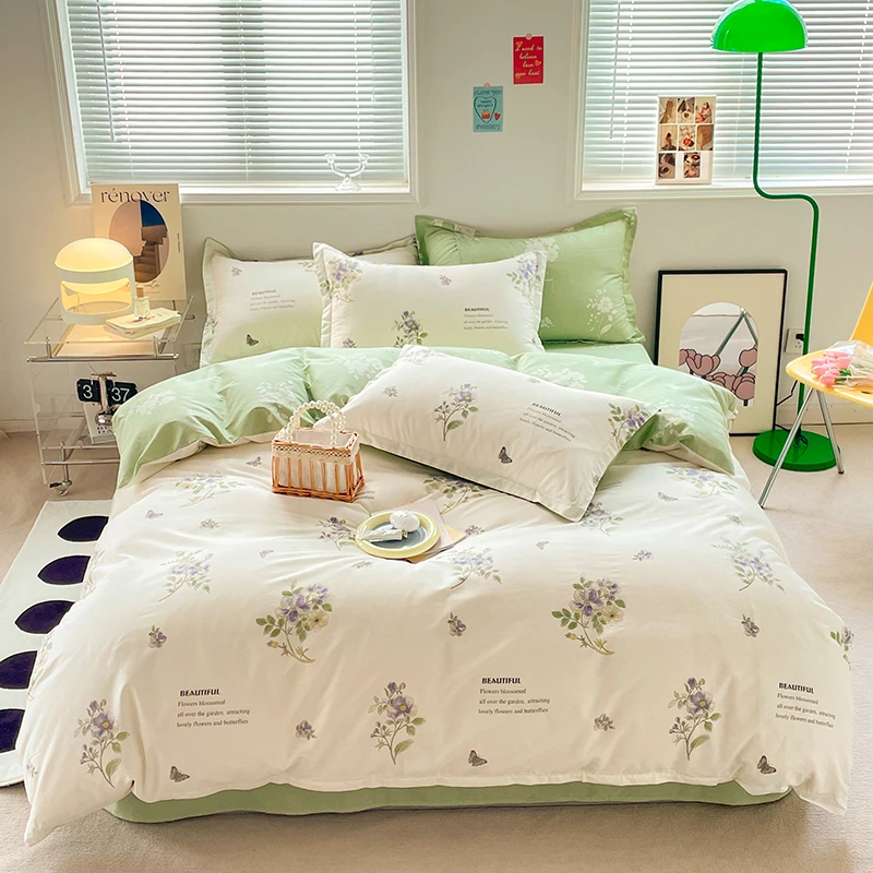 纯棉斜纹学生宿舍亲肤单人四件套床上用品全棉4件套1.5/1.8米床