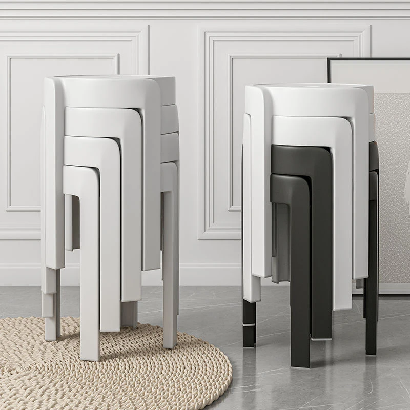 北欧塑料凳子家用加厚可叠放旋风凳简易可收纳餐桌备用吃饭圆板凳