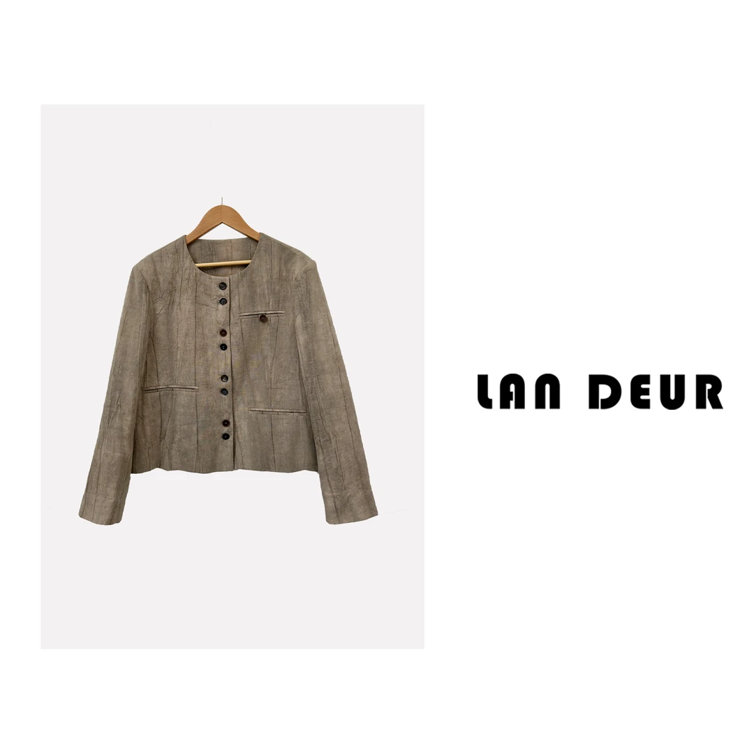 【街拍麻豆】苎麻小香风短款外套上衣女时尚休闲气质西装高级感百搭