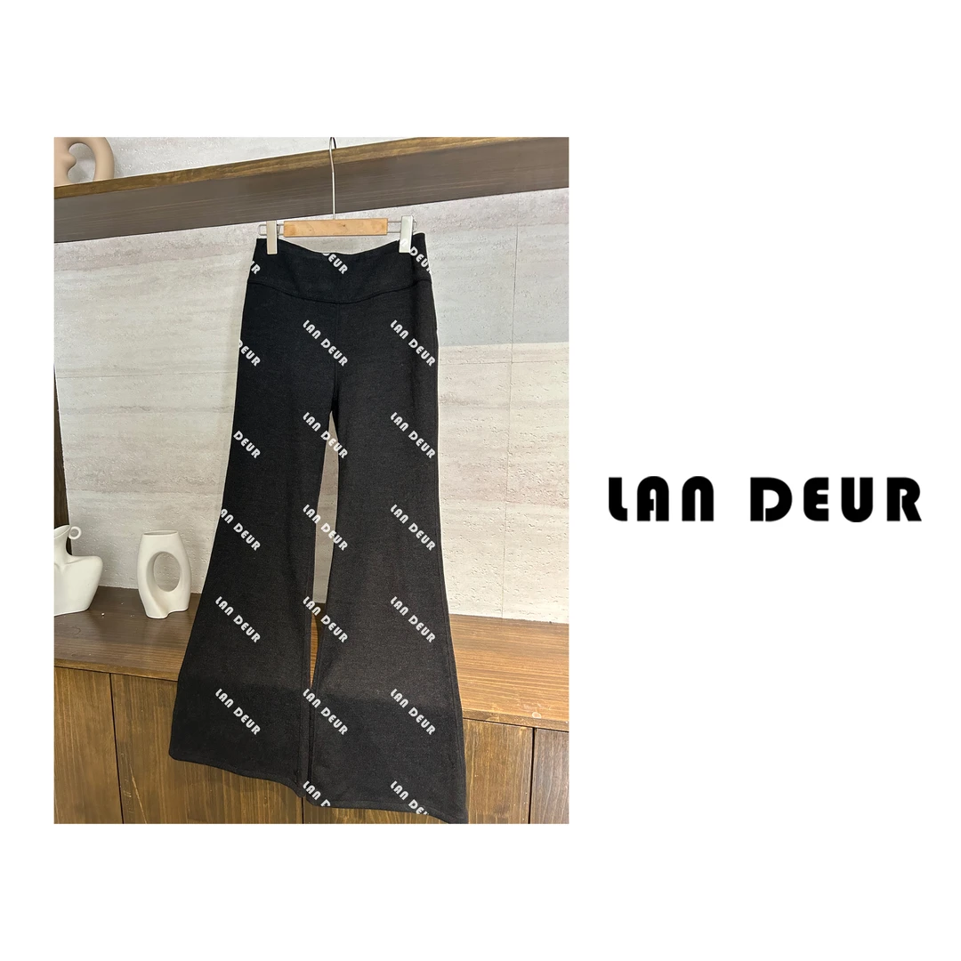 JIUJIU【山木花葶】绒感显瘦时尚百搭简约喇叭休闲裤子女