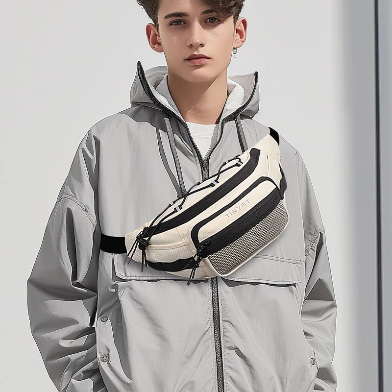 TINYAT/天逸休闲斜挎包男款ins户外挎包男生运动胸包骑行男士腰包