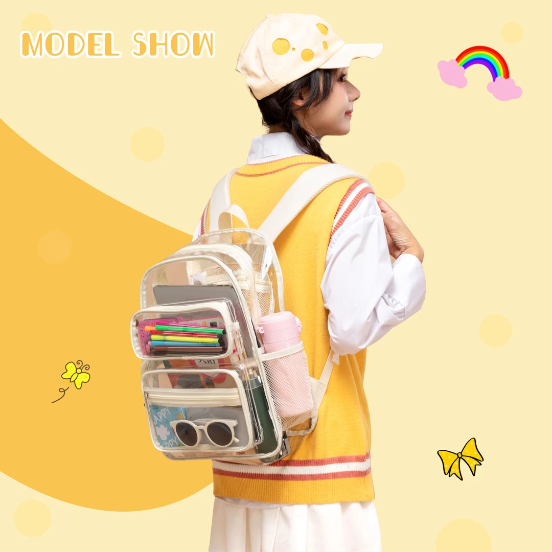 TINYAT/天逸透明书包初高中生双肩包游泳包小学生果冻背包PVC防水