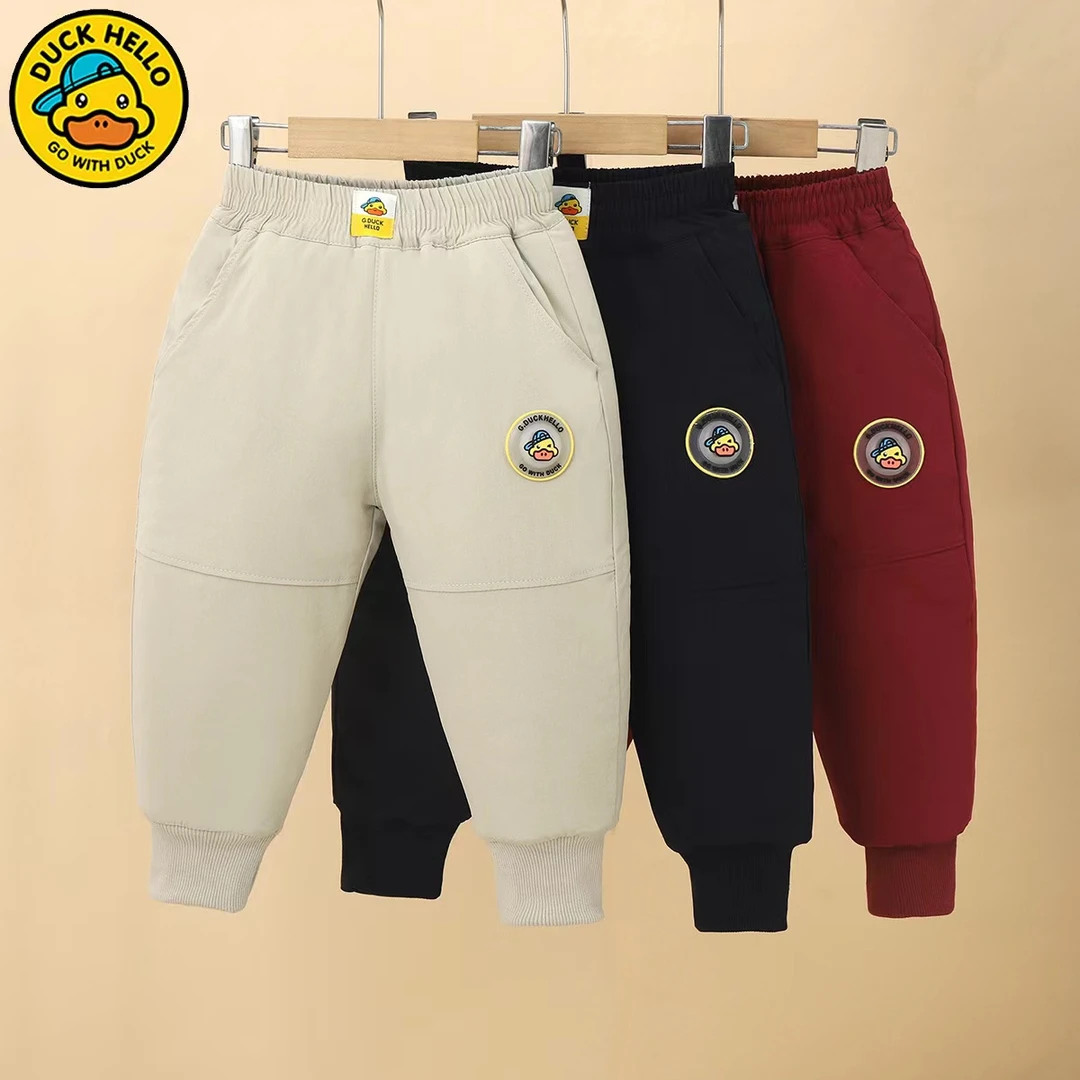 【羊毛蚕丝裤】小黄鸭男童女童冬季新款夹棉加厚保暖棉裤