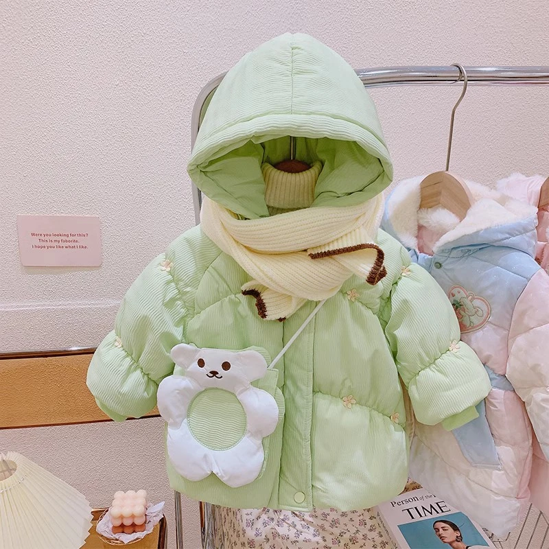 【加绒加棉加厚 送包包】整棉秋冬季中小童宝宝短款连帽棉服小棉袄