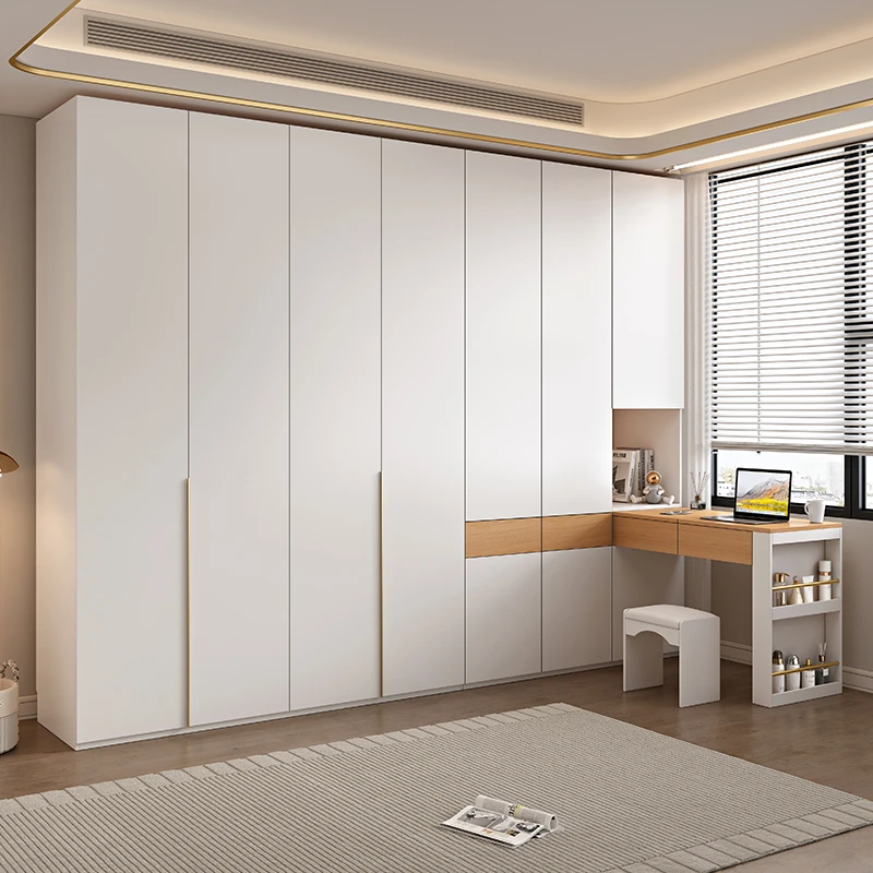 奶油风一门到顶爆款衣柜卧室收纳储物实用衣橱带梳妆台组合柜子