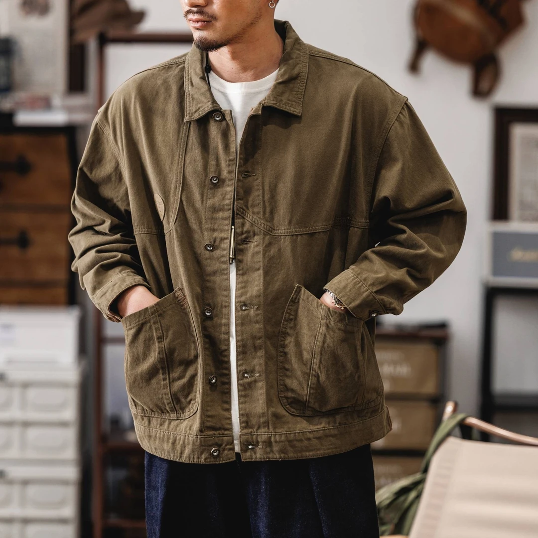 2203美式复古外套男工装夹克重磅男士春秋季休闲宽松百搭外套