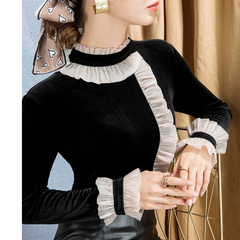 2025秋冬设计感法式复古丝绒打底衫内搭洋气小衫修身显瘦百搭上衣