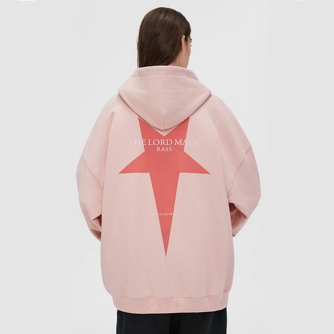 RASS下坠星星套头连帽卫衣美式复古宽松休闲情侣潮牌上衣帽衫男