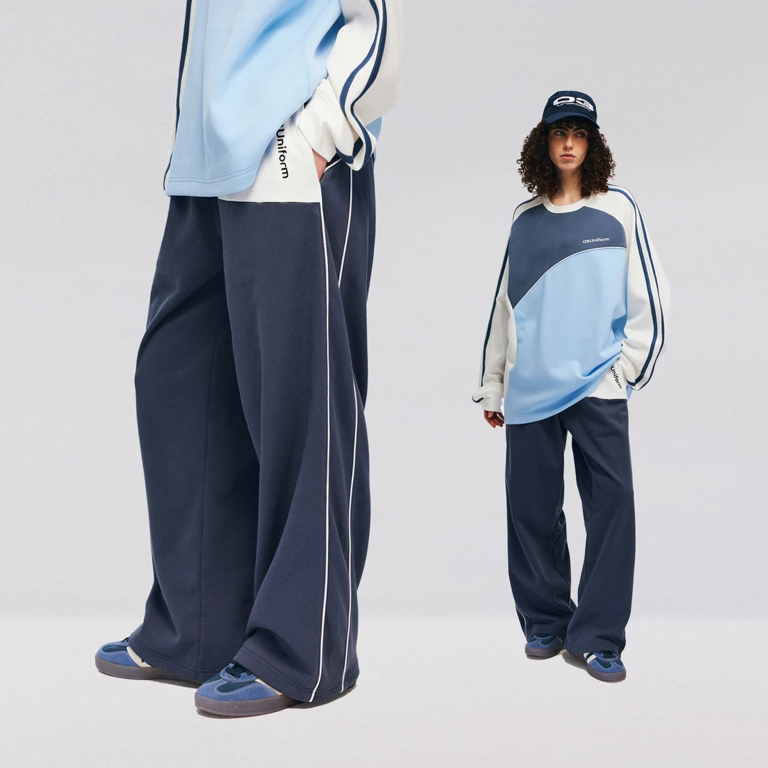 RASS针织拼接叽边运动长裤