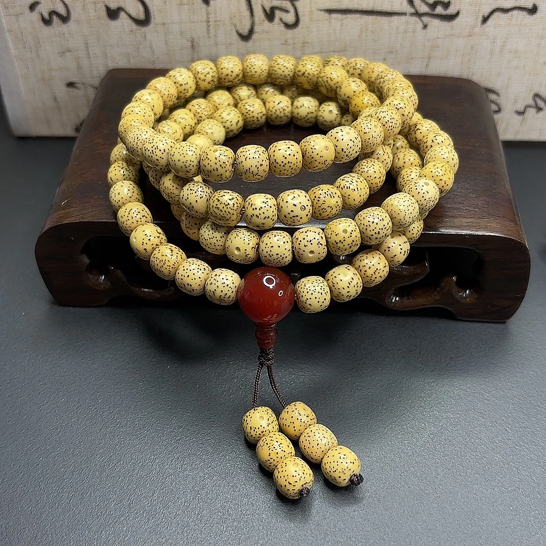 海南星月菩提原生态尺寸约9*8正月老型桶珠108颗长串多圈文玩串