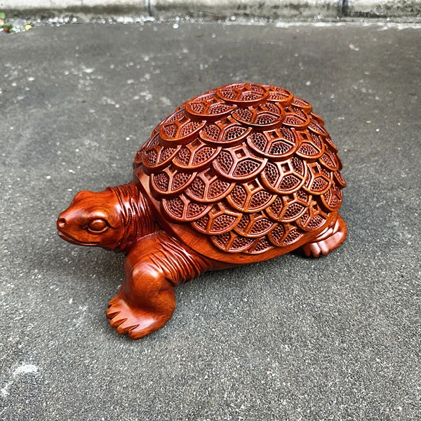 花梨木乌龟木雕金钱龟实木金钱龟雕刻摆件博古架摆件桌面摆件30cm
