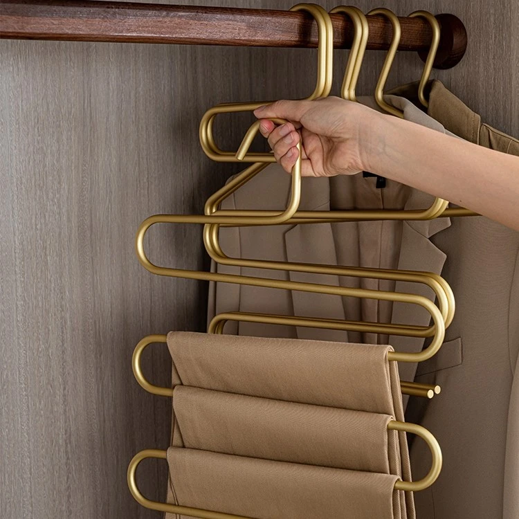 太空铝衣架裤架多层无痕收纳围巾挂裤架子多功能轻奢卧室两用置物