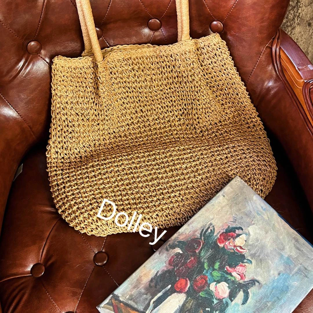 净版新款春季单肩纸草钩针包文艺纯手工草编包女包休闲慵懒旅游