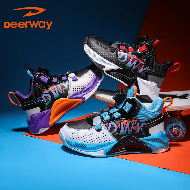 Deerway/德尔惠30-39冬季加棉夜光防水旋转纽扣运动鞋中大童