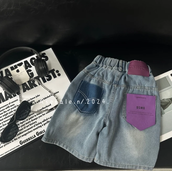 儿童牛仔短裤男童五分裤女童中裤2025新款外穿夏装宽松裤子MX0018