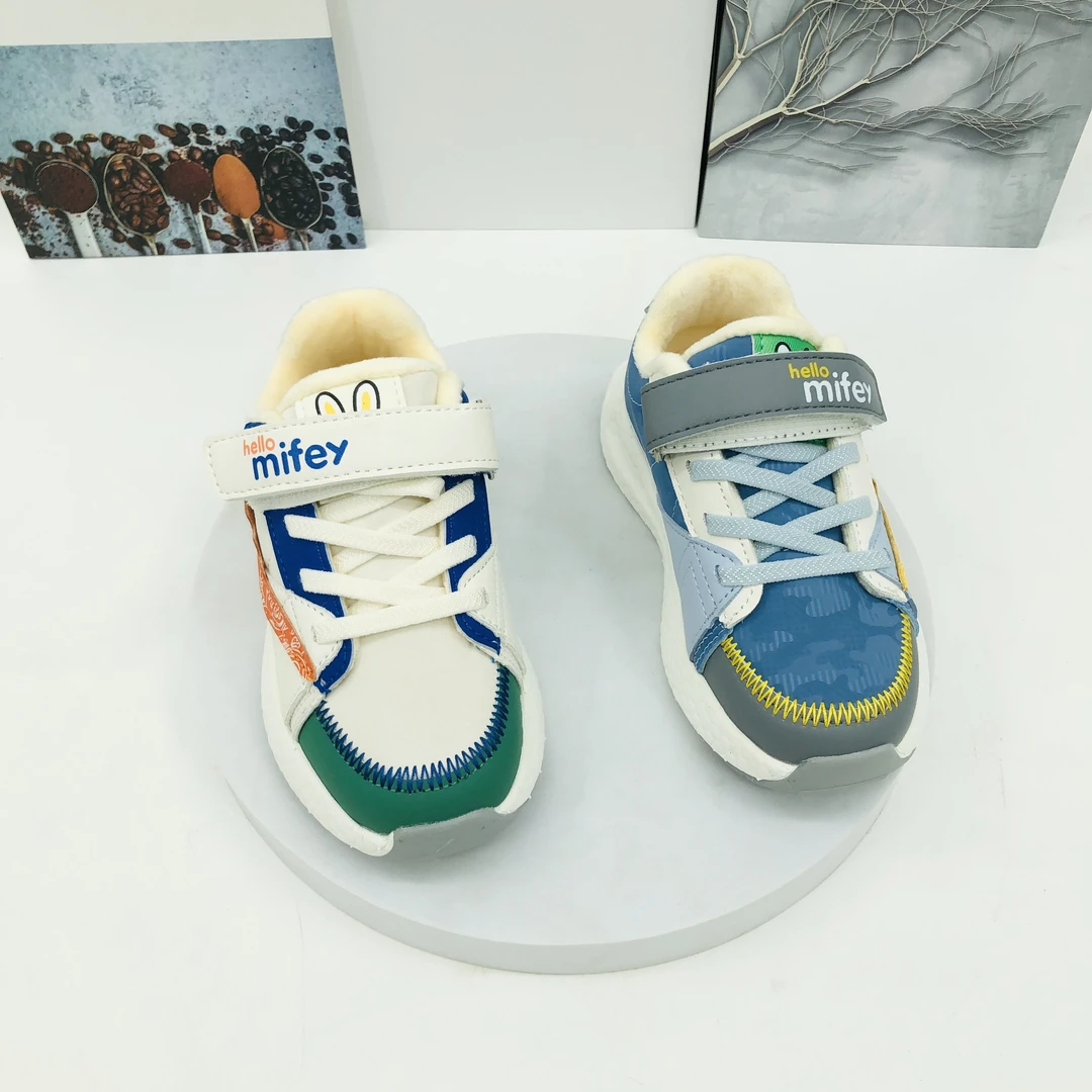 C2区5353冬季儿童复合底皮面加绒休闲运动鞋