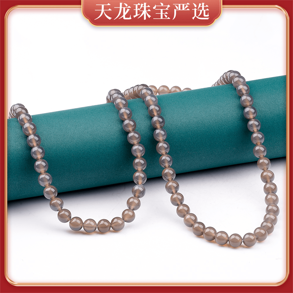 TL397天然精品海沟黑冰玛瑙颈饰圆珠项链(多样性发货只发一件)