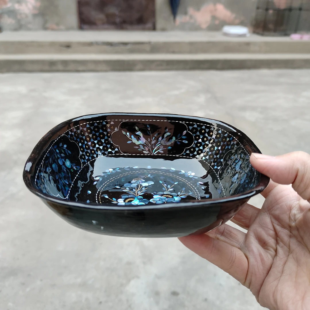 螺钿漆碗非遗螺钿漆器贝壳镶嵌纯手工制作传统工艺品送外国有人