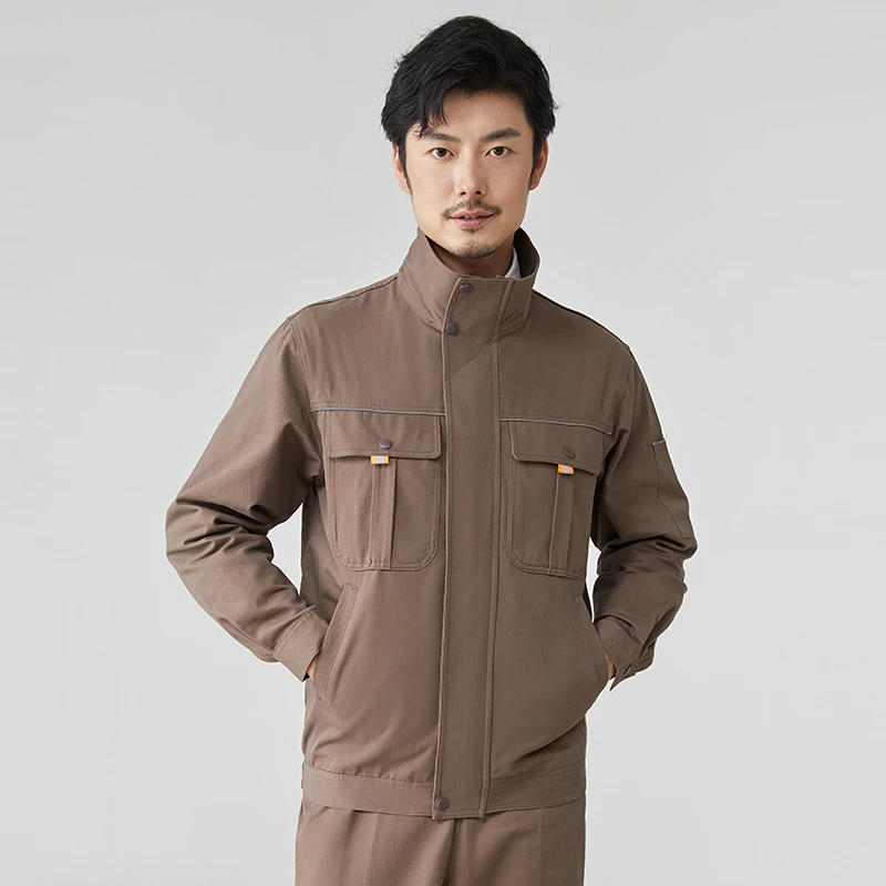 立领纯棉工装加厚工作服电工焊工耐磨防烫透气柔软劳保服汽修厂服