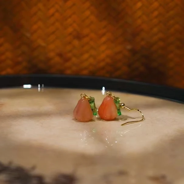 非金属仿水晶耳饰 【弟弟家】|好时节|宝藏店铺肉粉色南瓜耳坠