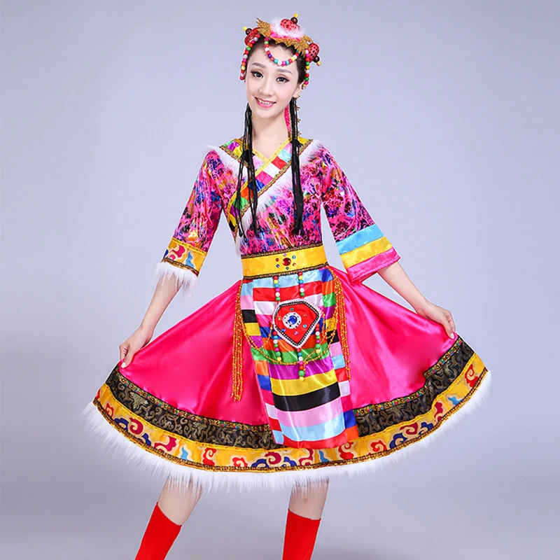 2024新款藏族舞蹈演出服装女少数民族中国风蒙古成人舞台表演服饰