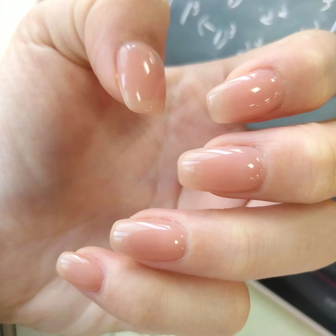 穿戴美甲短款冰透裸色光疗穿戴美甲贴片