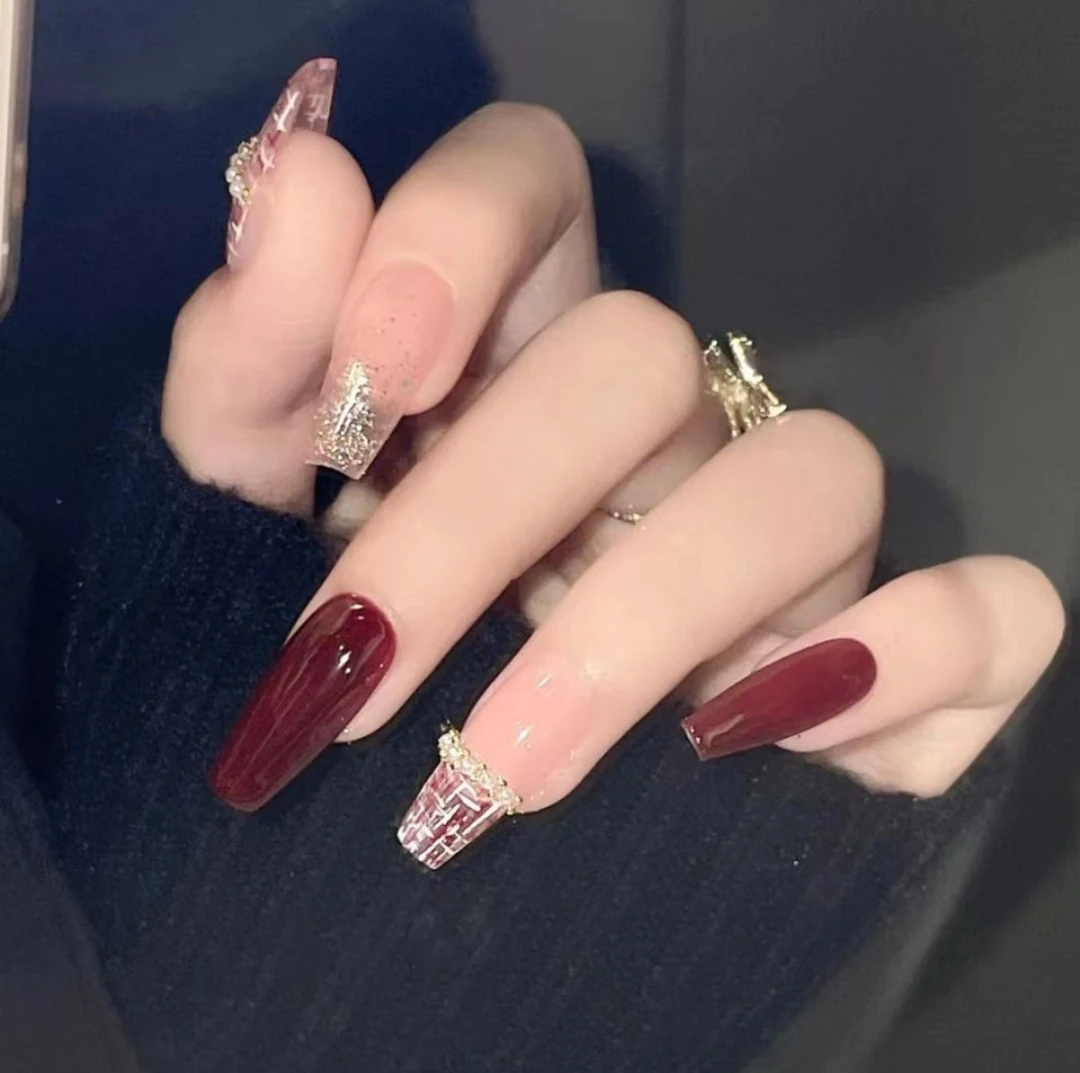 （长）手指甲贴片小香风纯欲穿戴甲手指甲甲片成品nails显白
