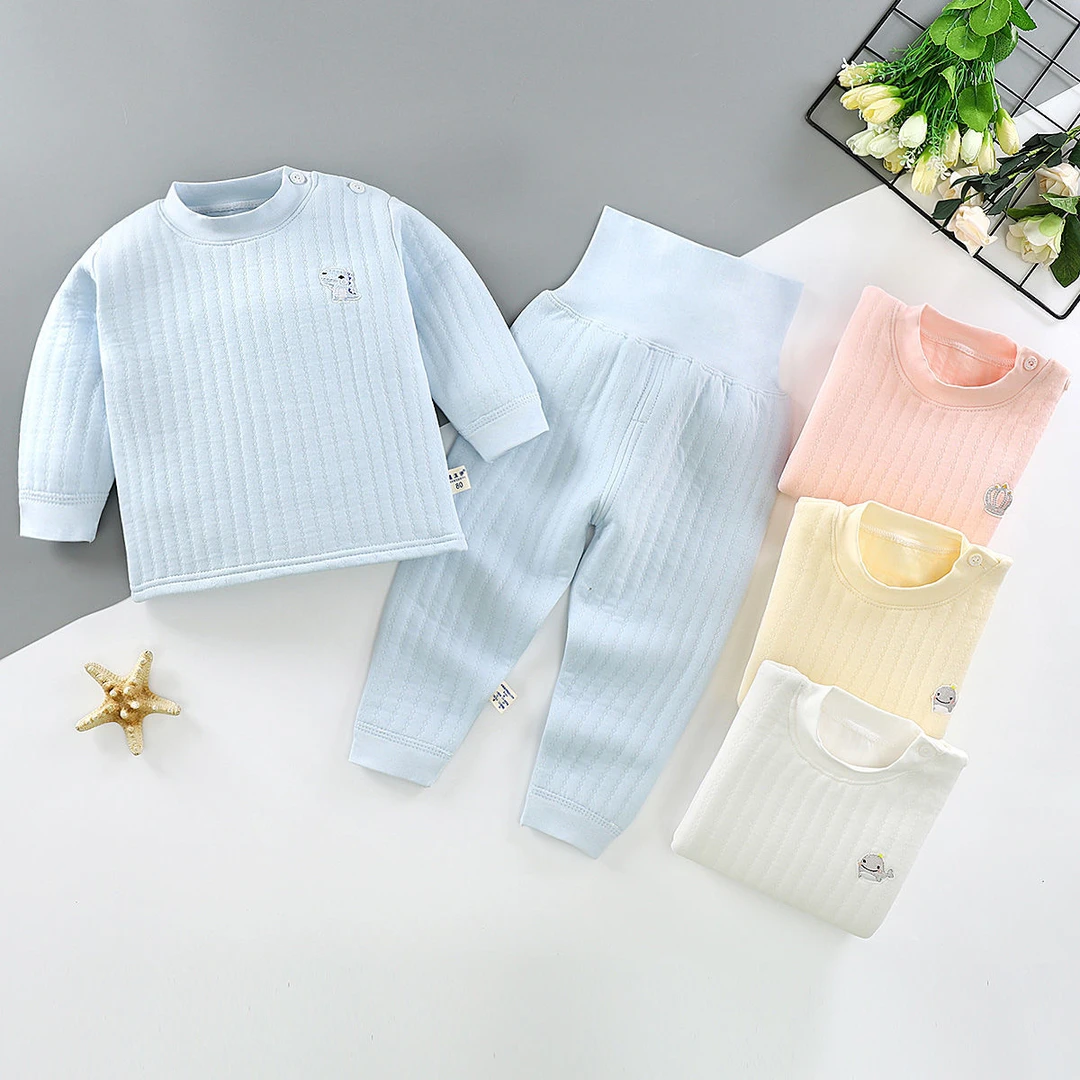 【甄选好物】婴儿长袖保暖套装儿童内衣冬季加厚宝宝夹棉衣服秋装