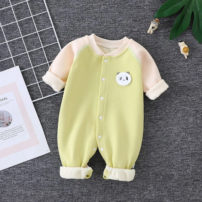 宝宝连体衣德绒加厚秋冬款婴哈衣爬服新生幼儿保暖贴身衣服0到6