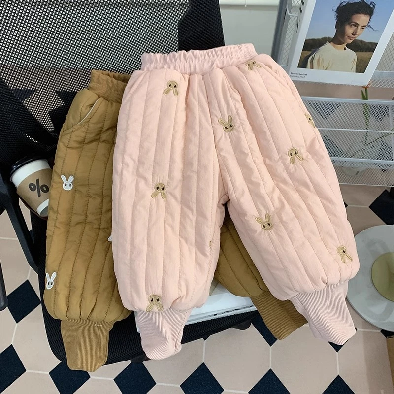 女童棉裤冬季2024新款加厚夹棉儿童保暖长裤外穿休闲宝宝裤子冬装