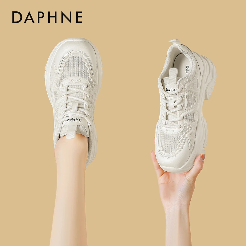 达芙妮休闲鞋新款跑鞋运动鞋女2025春新款厚底增高时尚透气老爹鞋