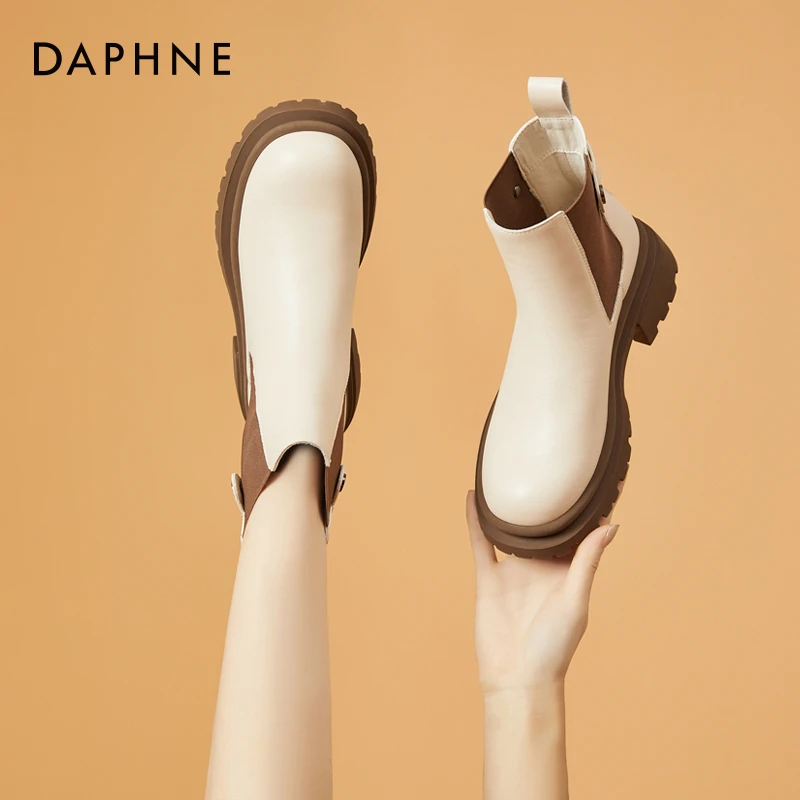 Daphne/达芙妮百搭马丁靴2025年款式秋季时尚女士配裙子 切尔西靴