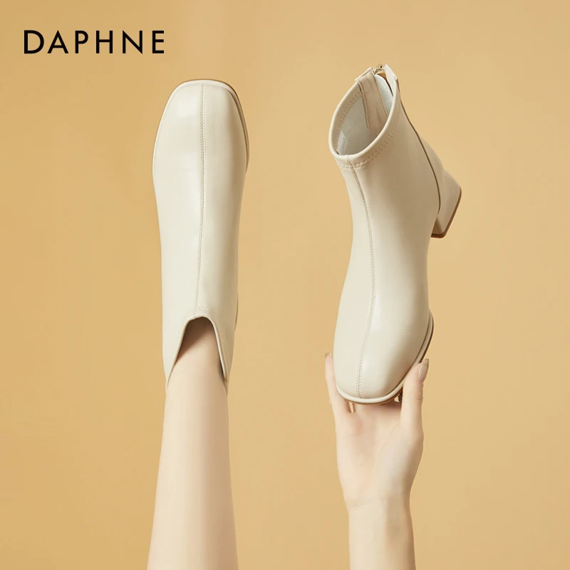 达芙妮粗跟短靴女2025年秋冬爆款粗跟法式厚底马丁靴切尔西瘦瘦靴