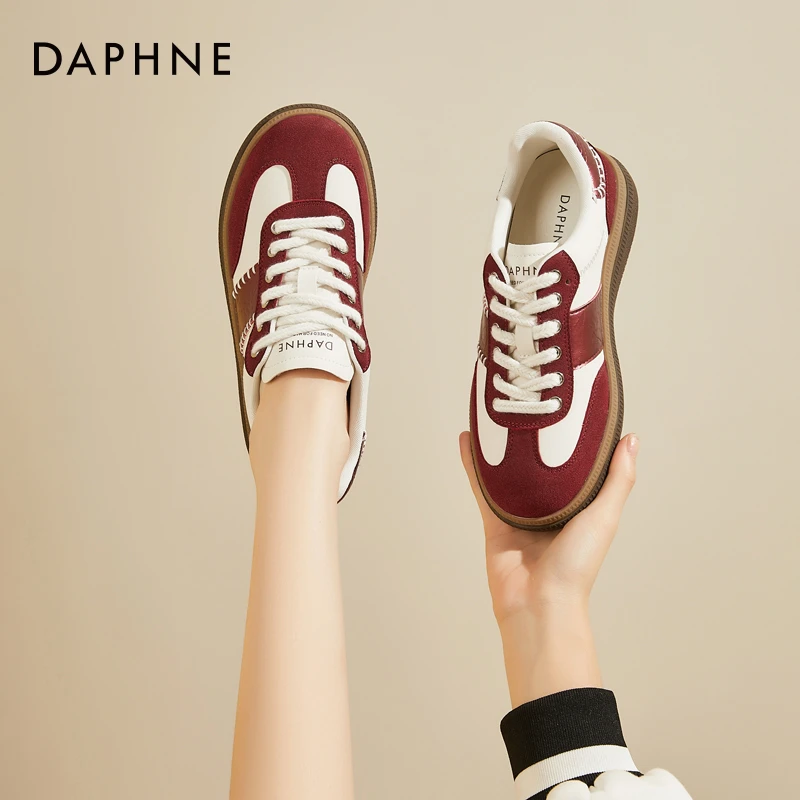 达芙妮复古德训鞋女2025秋季新款爆款百搭红色板鞋运动休闲小白鞋