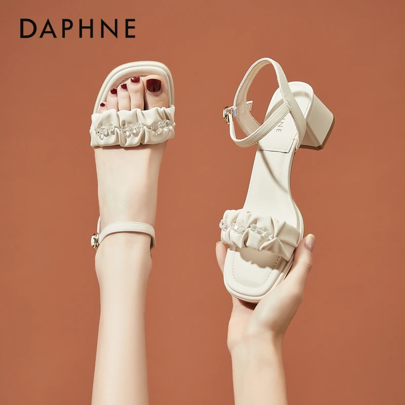 达芙妮气质法式凉鞋2025夏季新款高跟鞋温柔配裙子露趾仙女风女鞋