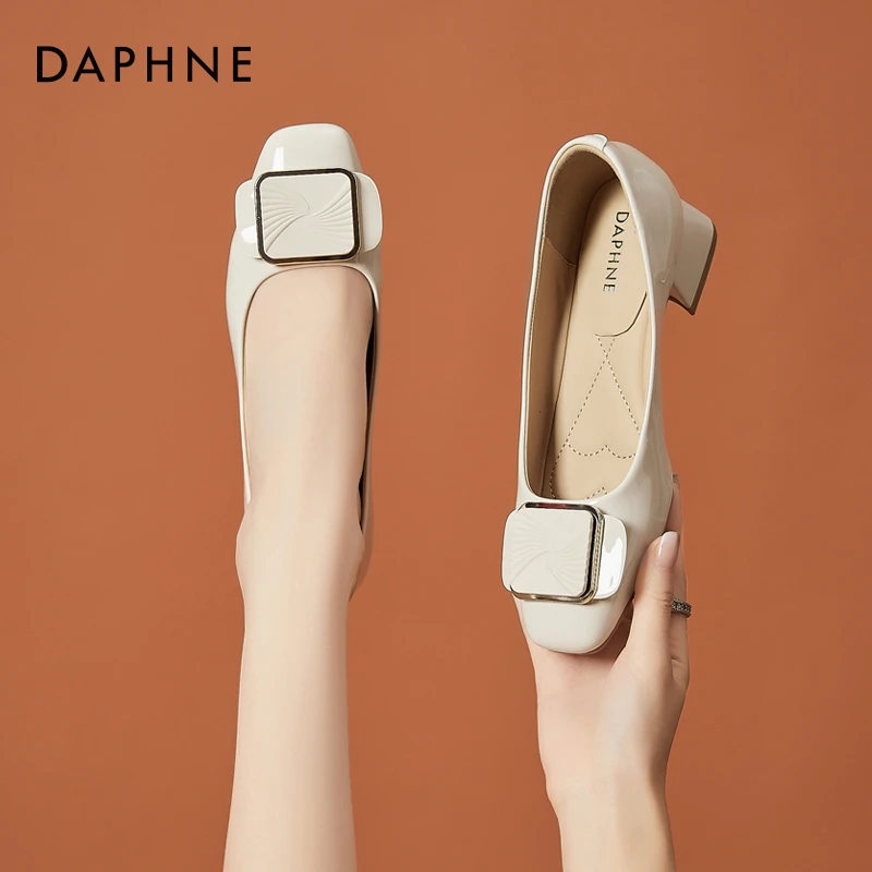 Daphne/达芙妮浅口女鞋2025秋季新款时尚软底工作单鞋韩版高跟鞋