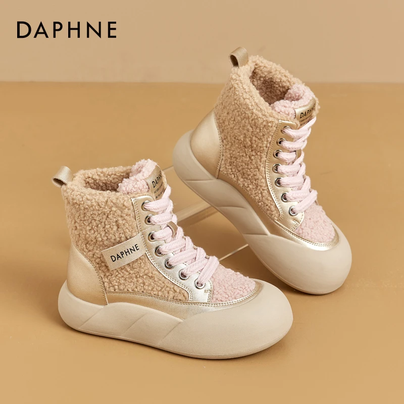 达芙妮羊羔毛大棉雪地靴2025冬季爆款加绒时尚潮流百搭保暖女靴子商品图