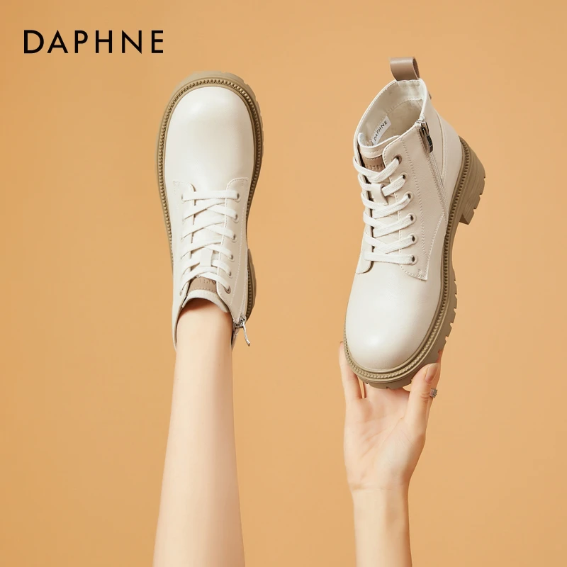 Daphne/达芙妮马丁靴2025年冬季款式芒果头靴子时尚 女靴百搭短靴