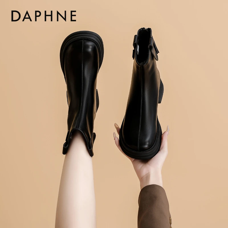 达芙妮复古马丁靴2025女秋冬爆款瘦瘦靴厚底短靴时尚单靴切尔西靴