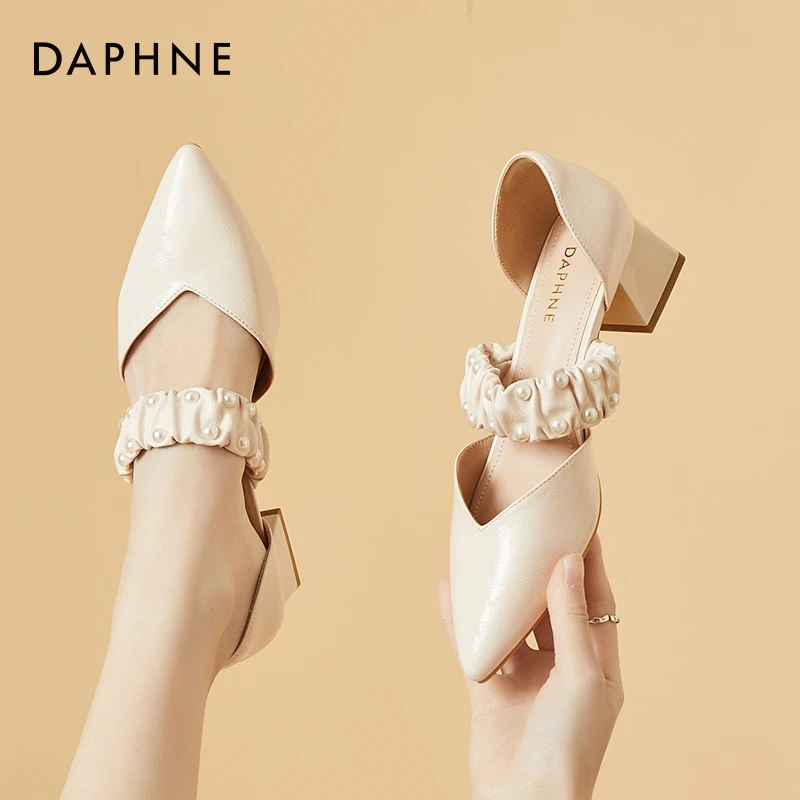 达芙妮法式细跟高跟鞋不累脚2025秋季百搭复古中空尖头气质单鞋女