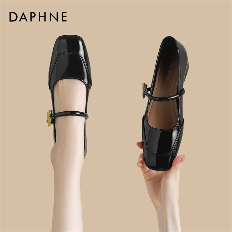 达芙妮时尚小皮鞋女2025年秋季新款配裙子单鞋玛丽珍鞋粗跟晚晚鞋