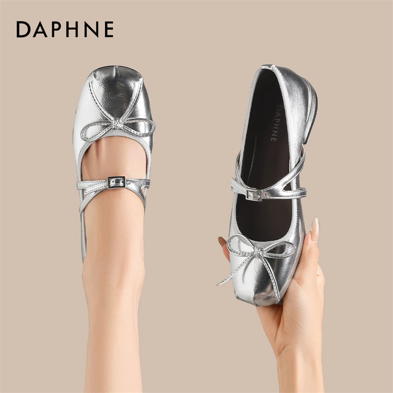 达芙妮蝴蝶结平底单鞋女2025新款秋季法式浅口玛丽珍鞋百搭低跟鞋