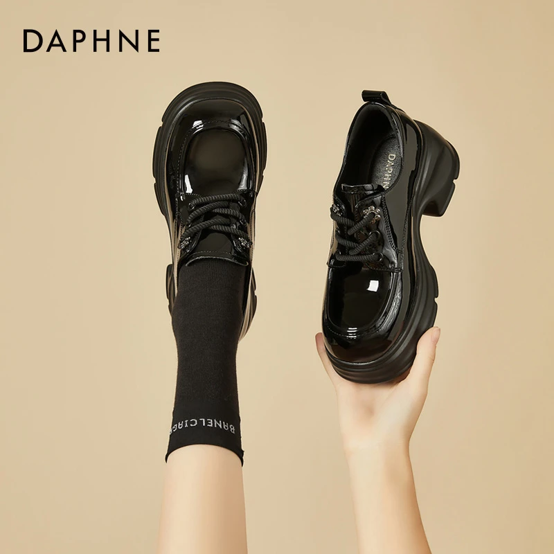 Daphne/达芙妮厚底英伦风小皮鞋女2025新款秋季乐福鞋一脚蹬单鞋