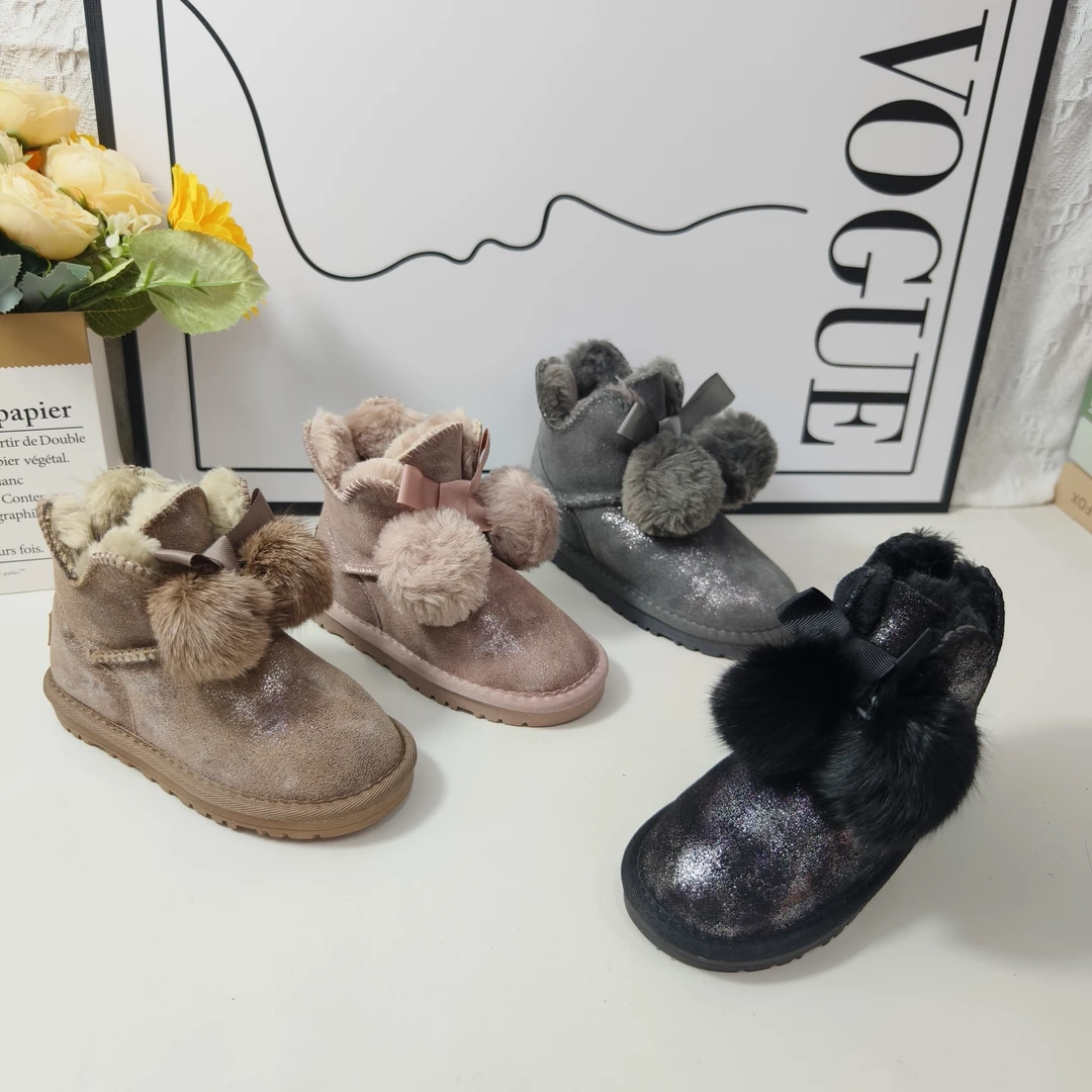 D9 A6208儿童百搭保暖雪地靴25-34(微瑕疵建议勿拍)