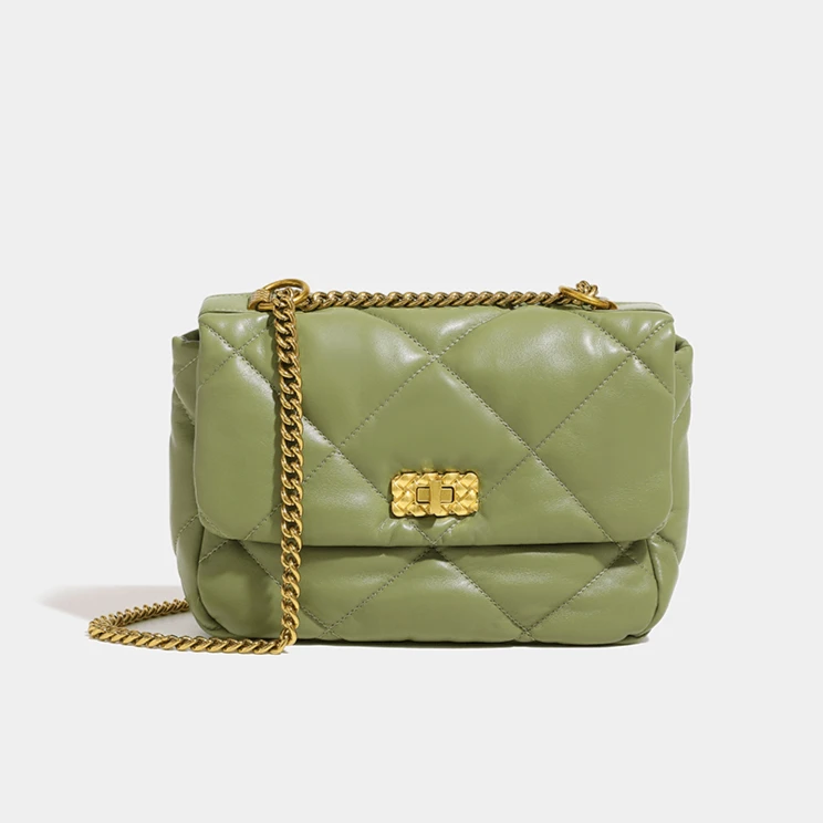 CLEVER时尚菱格链条包小香风柔软百搭腋下单肩枕头包