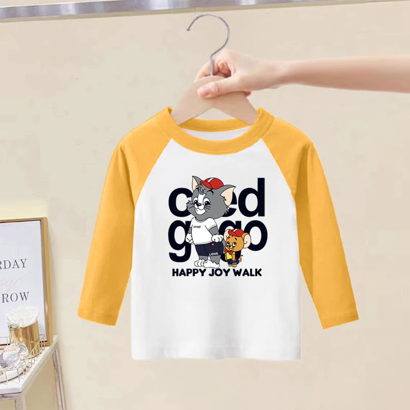 春秋新款纯棉长袖t恤衫2024新款中小童男女宝宝休闲圆领套头上衣