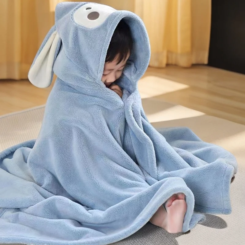 婴儿浴巾洗澡柔软防滑吸水带帽新生儿连帽加厚家用女孩婴幼儿超柔