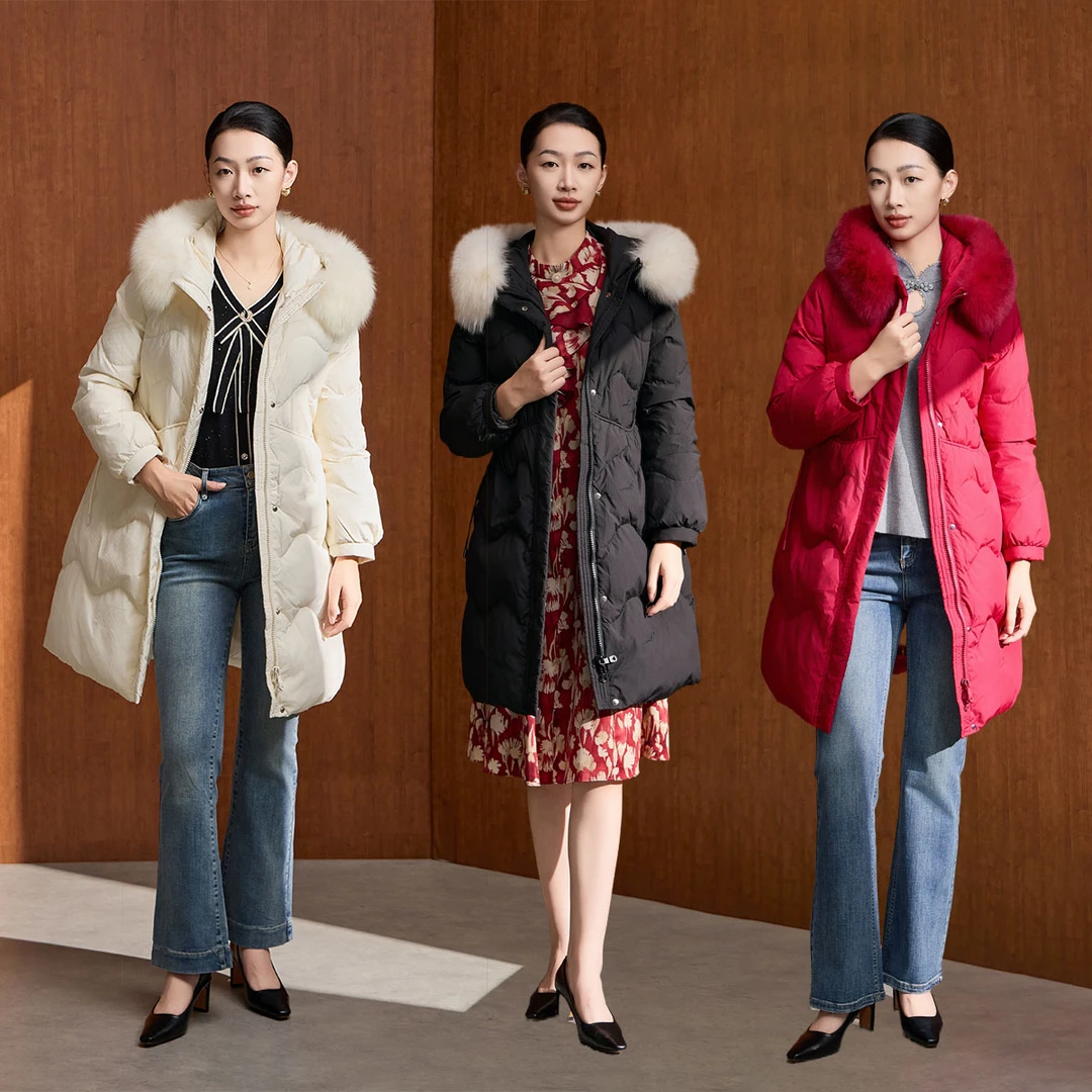 马天奴冬季新款中长款立领鸭绒羽绒服宽松气质加厚保暖VDAC46